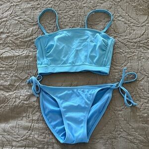 Blue Ribbed Bikini Set